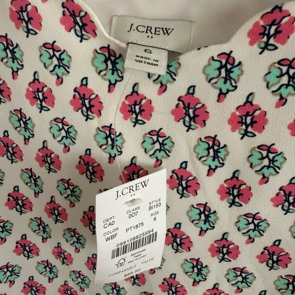 J. Crew Pink and Blue Floral Print Camisole Size 6 - Picture 3 of 4